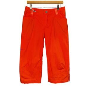 Patagonia Common Threads Orange Capri Pants Ripstop Spell Out Hiking Women's